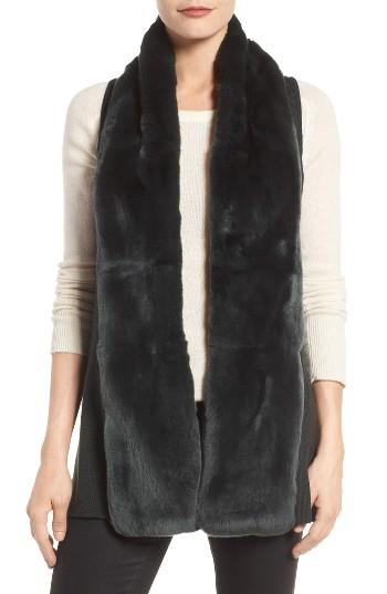 Women's Linda Richards Genuine Rabbit Fur & Knit Vest - Green