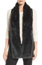 Women's Linda Richards Genuine Rabbit Fur & Knit Vest - Green