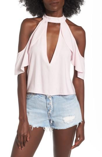 Women's Afrm Eden Cold Shoulder Halter Top - Pink