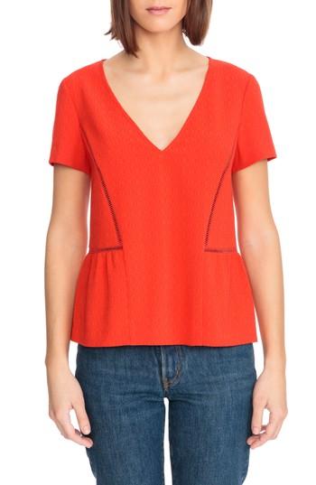 Women's Sezane Amanda Ladder Stitch Blouse Us / 34 Fr - Red