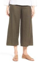 Women's Eileen Fisher Wide Leg Organic Linen Crop Pants - Green