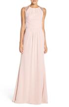 Women's Hayley Paige Occasions Lace Strap Gathered Chiffon Gown - Pink