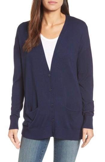Women's Halogen Relaxed Pocket Cardigan - Blue