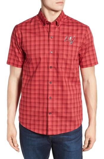 Men's Cutter & Buck Tampa Bay Buccaneers - Fremont Regular Fit Check Sport Shirt - Red
