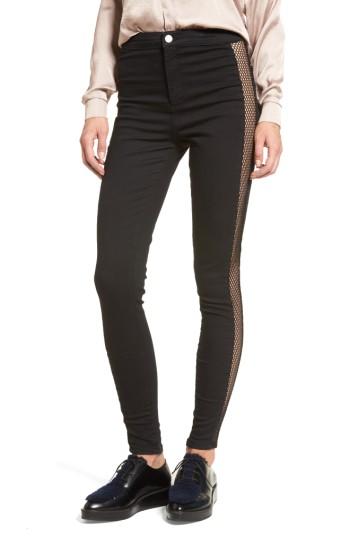Women's Topshop Jamie Fishnet High Waist Ankle Skinny Jeans