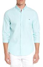 Men's Vineyard Vines Slim Fit Skysail Stripe Seersucker Sport Shirt, Size - Green