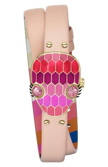 Women's Kate Spade New York Snake Double Wrap Leather Strap Watch, 26mm