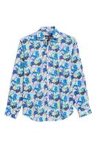 Men's Bugatchi Classic Fit Watercolor Floral Sport Shirt - Blue