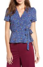 Women's Chriselle Lim Wren Floral Print Wrap Top - Blue