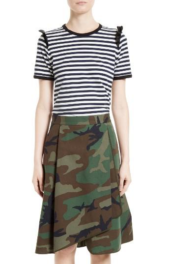 Women's Harvey Faircloth Ruffle Trim Sailor Stripe Tee