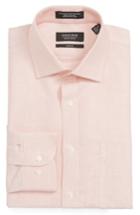 Men's Nordstrom Men's Shop Trim Fit Solid Linen & Cotton Dress Shirt .5 - 32/33 - Orange