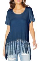 Women's Michael Stars Brixton Fringe Top, Size - Blue