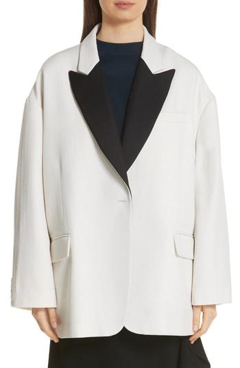 Women's Tibi Contrast Lapel Oversize Blazer - Ivory