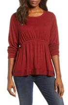 Women's Caslon Cozy Tie Waist Peplum Top, Size - Red