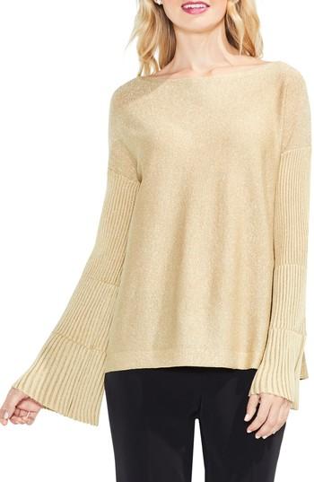 Women's Vince Camuto Sparkly Bell Sleeve Sweater, Size - Metallic