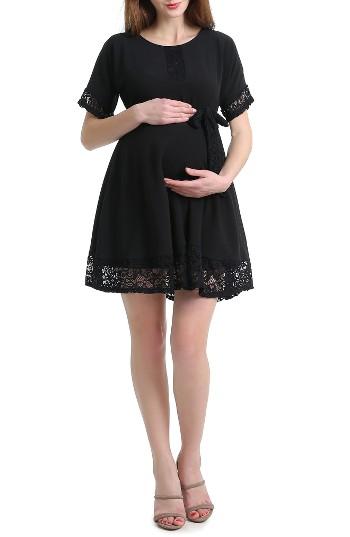 Women's Kimi And Kai Willa Lace Trim Maternity Dress - Black