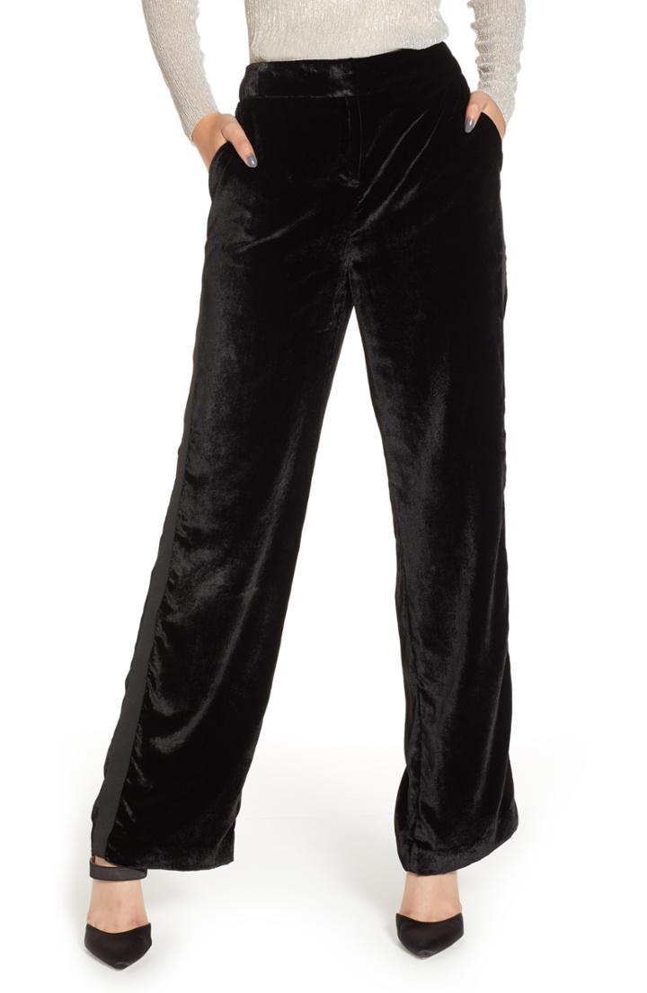 Women's Chelsea28 Velvet Wide Leg Trousers - Black