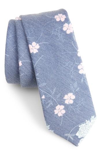 Men's Nordstrom Men's Shop Huntwick Floral Cotton Skinny Tie, Size - Blue