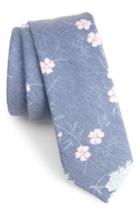 Men's Nordstrom Men's Shop Huntwick Floral Cotton Skinny Tie, Size - Blue