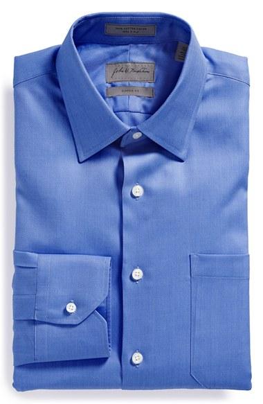 Men's John W. Nordstrom Classic Fit Herringbone Dress Shirt 33 - White (online Only)