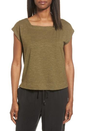 Women's Eileen Fisher Hemp & Organic Cotton Knit Crop Top, Size - Green