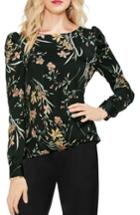 Women's Vince Camuto Floral Soiree Puff Shoulder Crepe Blouse - Black