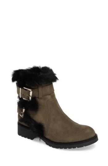 Women's Charles David Rustic Genuine Rabbit Fur Cuff Boot Eu - Green