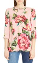 Women's Dolce & Gabbana Rose Print Cady Blouse Us / 40 It - Pink