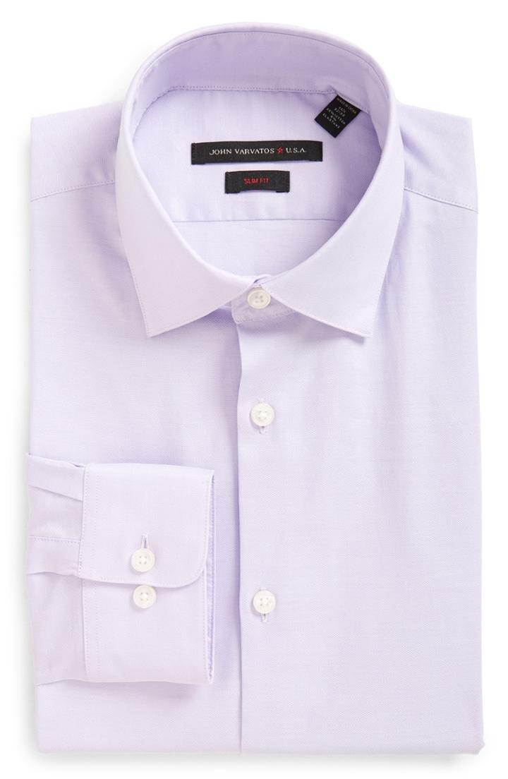 Men's John Varvatos Star Usa Soho Slim Fit Stretch Solid Dress Shirt - L - Purple