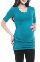 Women's Kimi And Kai Poppy Ruched Maternity Tee - Blue/green