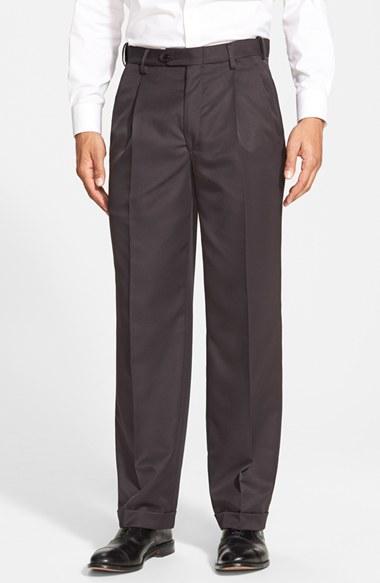 Men's Berle Self Sizer Waist Pleated Trousers X 30 - Black