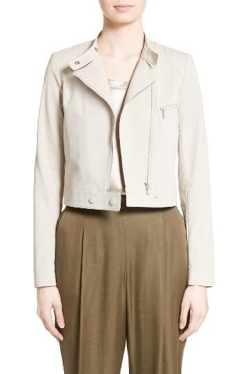 Women's Lafayette 148 New York Lisette Moto Jacket - Beige