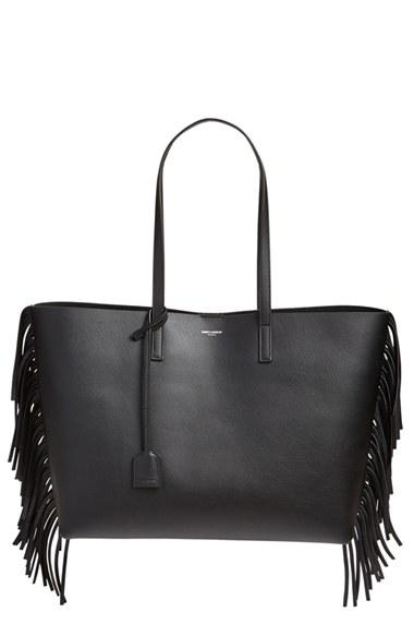 Saint Laurent 'large Shopping' Fringe Tote - Black
