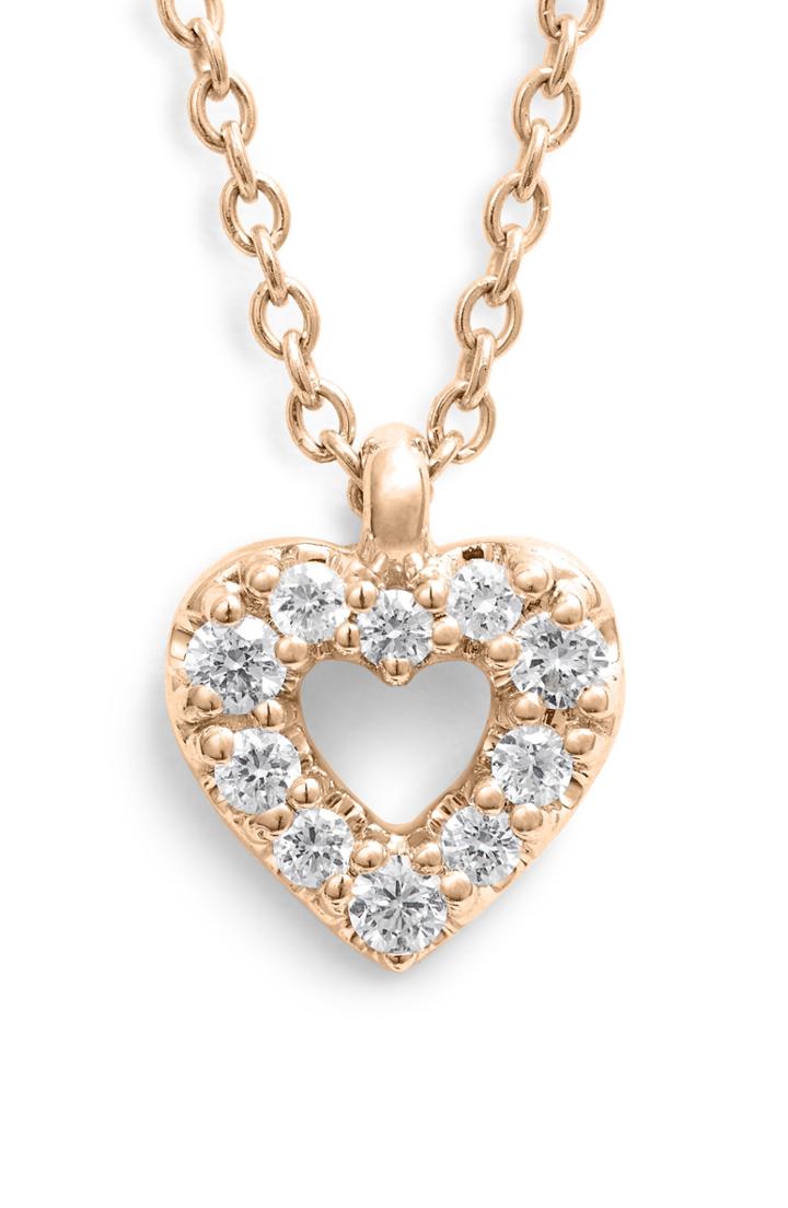 Women's Bony Levy Diamond Petite Open Heart Pendant Necklace (nordstrom Exclusive)