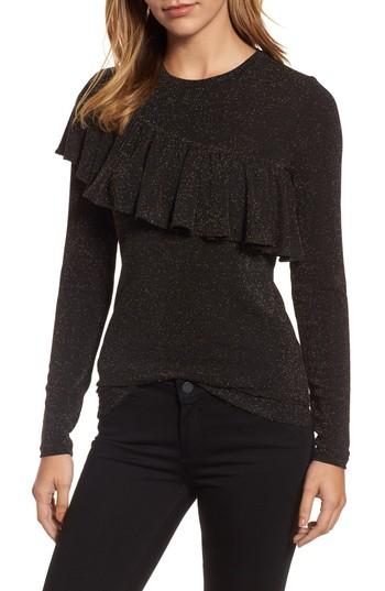 Women's Michael Michael Kors Metallic Ruffle Top - Black