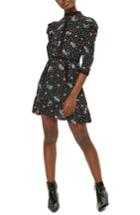 Women's Topshop Lace-up Back Floral Dress Us (fits Like 0) - Black