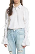 Women's Frame Lace-up Sleeve Cotton Shirt - White