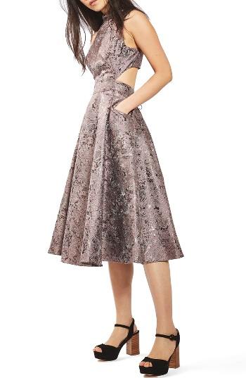 Women's Topshop Metallic Jacquard Midi Dress