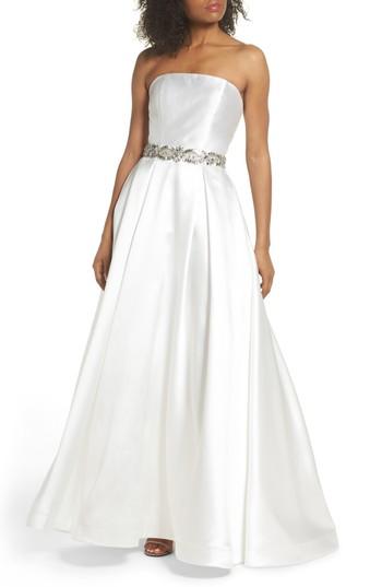 Women's Mac Duggal Embellished Strapless Ballgown - Ivory