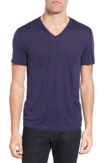 Men's John Varvatos Collection Pintuck Detail V-neck T-shirt, Size - Blue