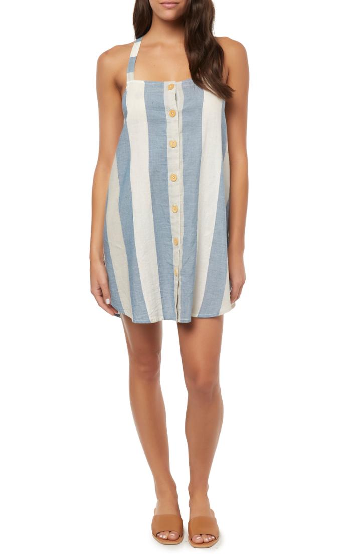 Women's O'neill Drew Stripe Cotton & Linen Minidress - Ivory