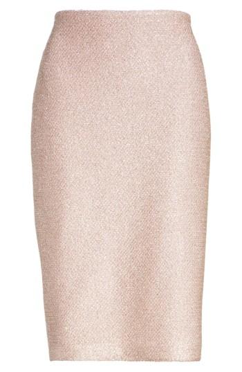 Women's St. John Collection Frosted Metallic Knit Pencil Skirt - Pink