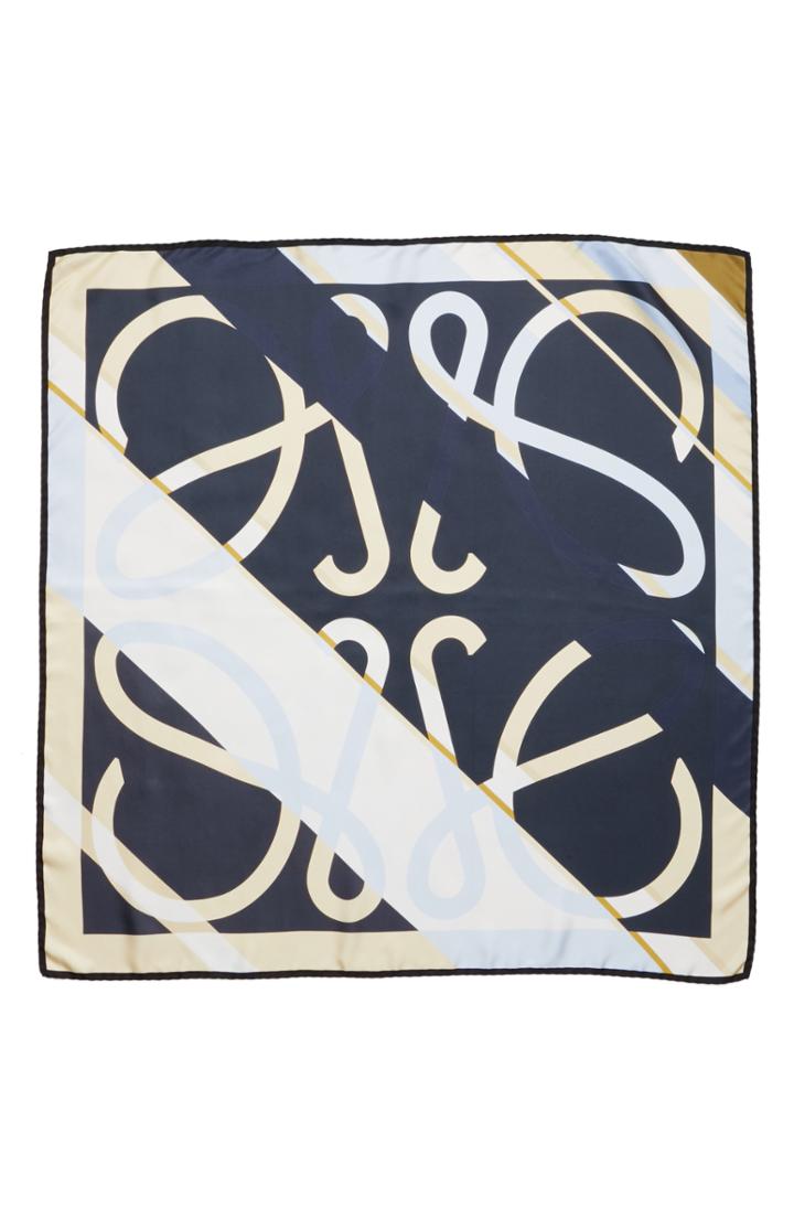 Women's Loewe Stripe Monogram Square Scarf, Size - Blue