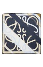 Women's Loewe Stripe Monogram Square Scarf, Size - Blue