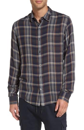 Men's Vince Regular Fit Classic Plaid Sport Shirt, Size - Blue