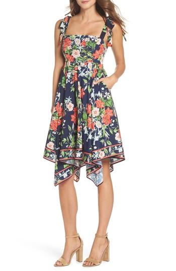 Women's Eliza J Tie Strap Handkerchief Hem Dress - Blue