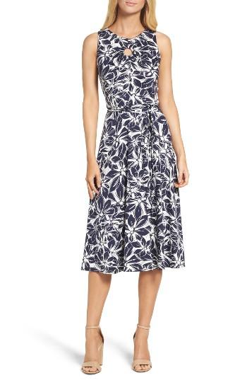 Women's Gabby Skye Belted Floral Midi Dress - Blue