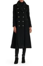 Women's Lauren Ralph Lauren Double Breasted Military Maxi Coat - Black