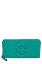 Women's Tory Burch Charlie Leather Continental Wallet - Green