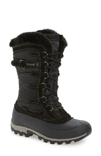 Women's Kamik Snowvalley Waterproof Boot With Faux Fur Cuff M - Black